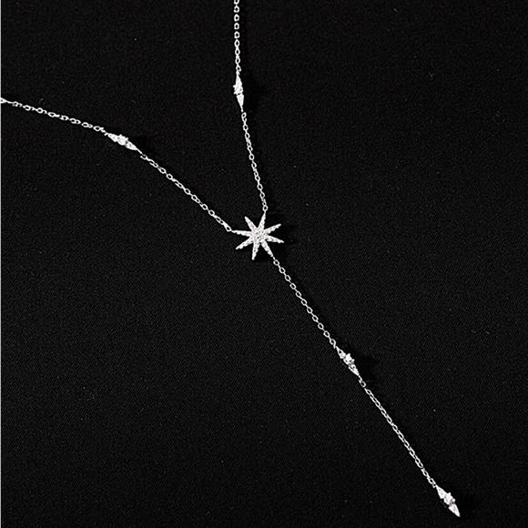 Sterling Silver Dainty Star Necklace, CZ Necklace, North Star Crystal - Picture 7 of 11